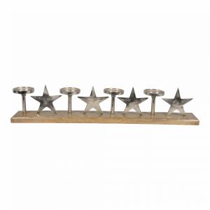 Houten kaarsenstandaard ster 76x10x14 cm